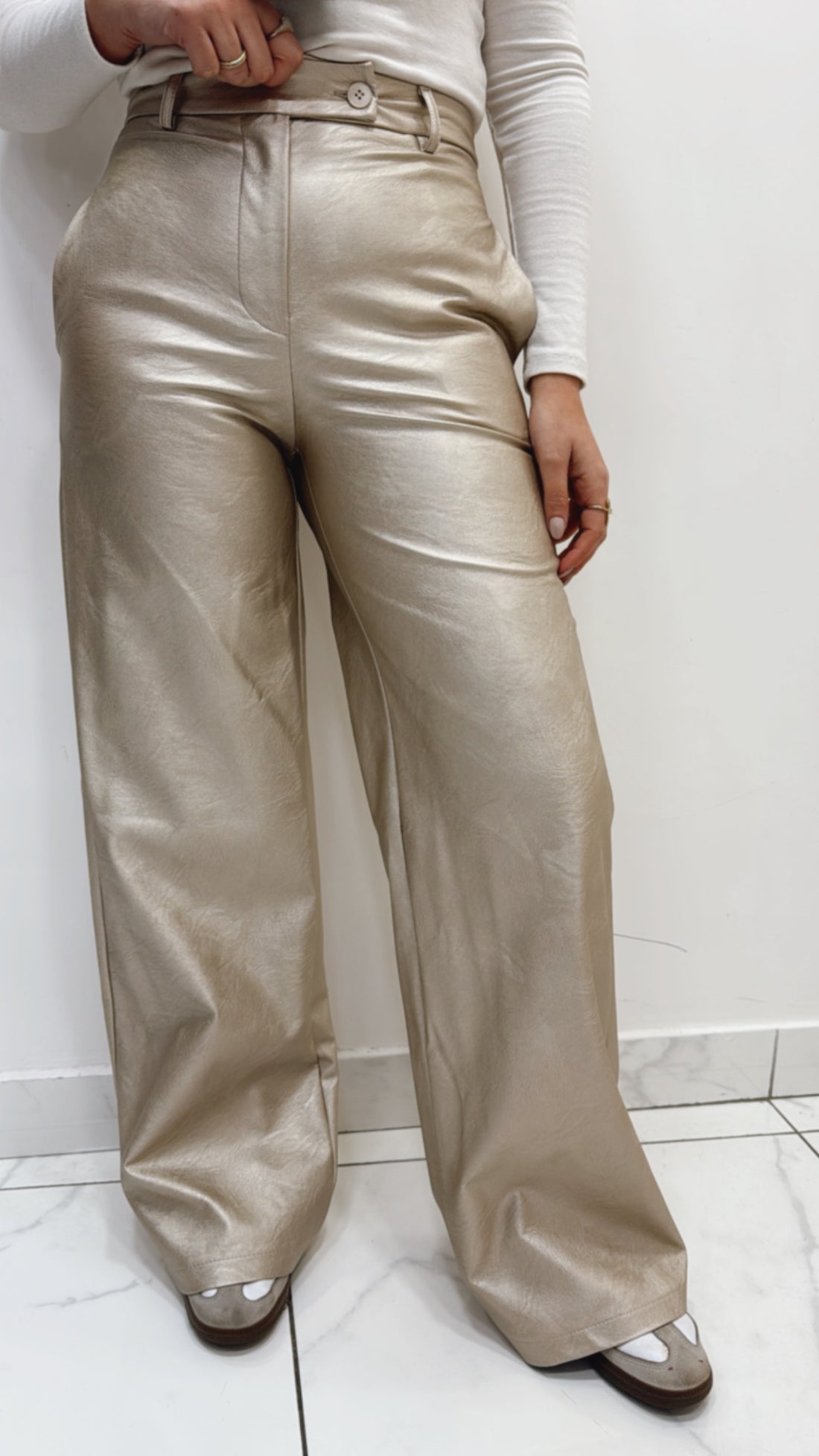 Pantalone palazzo ecopelle 722