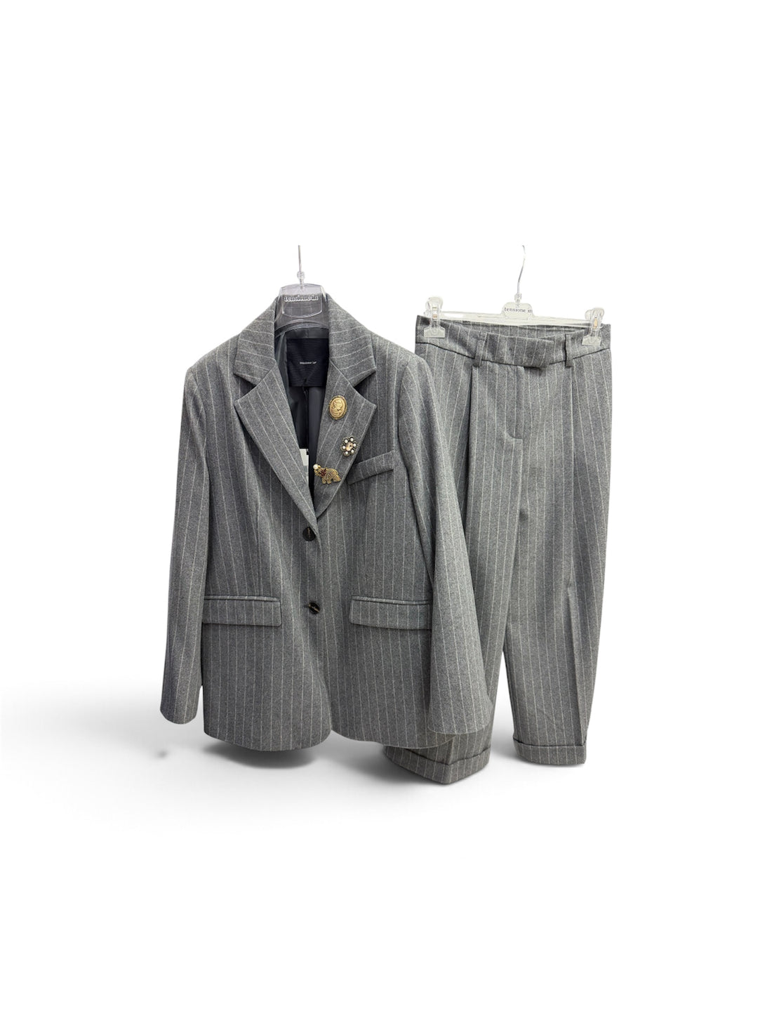 Pantalone con piegone tensione in